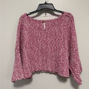 Free People Pink Good Day Cropped Pullover Sweater Size XS